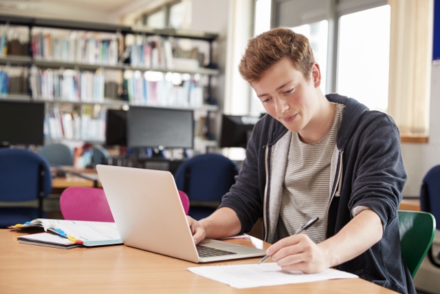 teenage boy studying and using a laptop 2026 09 22 18 13 50 utc Medium